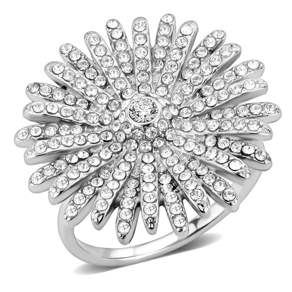 Alamode High polished (no plating) Stainless Steel Ring with AAA Grade CZ in Clear - Alamode