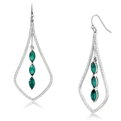 Alamode High polished (no plating) Stainless Steel Earrings with Synthetic Synthetic Glass in Blue Zircon