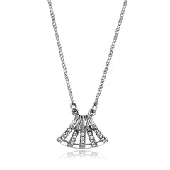 Alamode High polished (no plating) Stainless Steel Chain Pendant with AAA Grade CZ in Clear