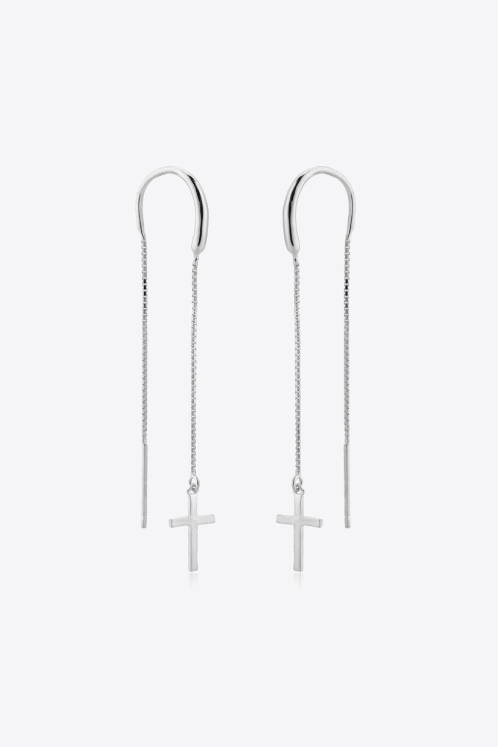 925 Sterling Silver Cross Threader Earrings - Flyclothing LLC