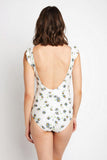 Marina West Swim Float On Ruffle Faux Wrap One-Piece in Daisy Cream - Flyclothing LLC