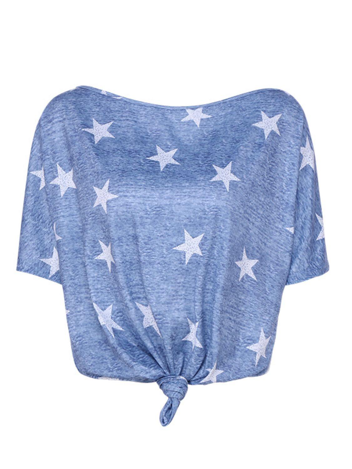 Star Print Short Sleeve T-Shirt - Flyclothing LLC