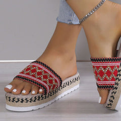 Geometric Weave Platform Sandals - Flyclothing LLC