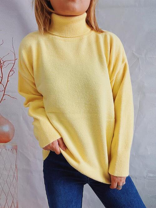 Turtleneck Long Sleeve Sweater - Flyclothing LLC