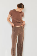 Marina West Swim Rib Pleated Elastic-Waist Wide Leg Pants - Flyclothing LLC