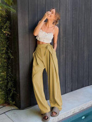 Tied High Waist Wide Leg Pants - Trendsi