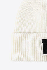 Letter Patch Cuffed Knit Beanie - Flyclothing LLC