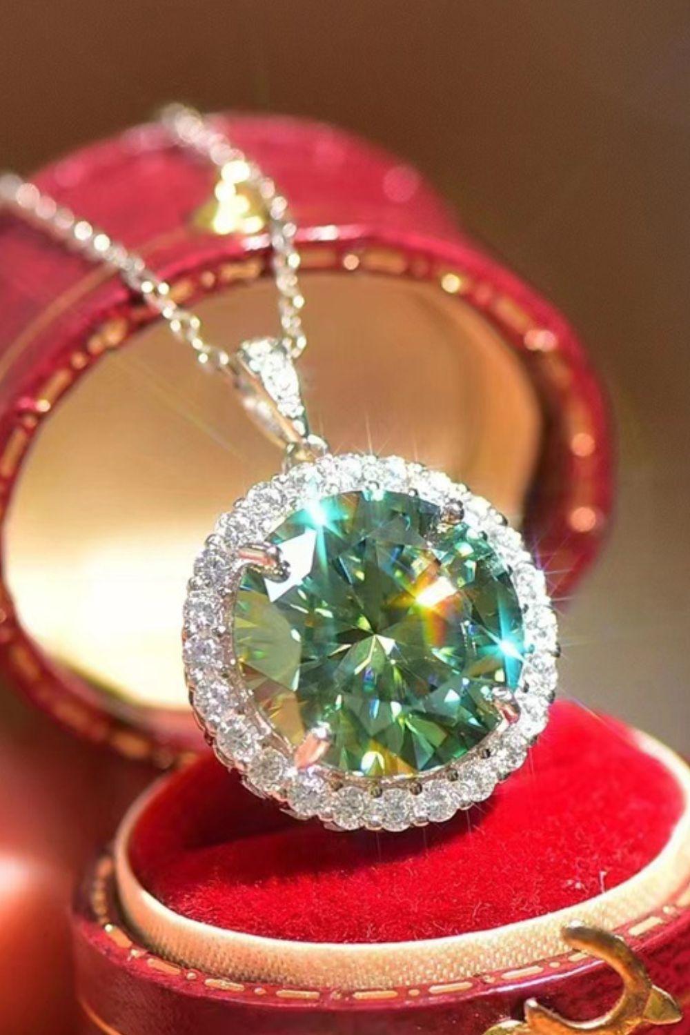 10 Carat Moissanite Pendant Platinum-Plated Necklace - Flyclothing LLC