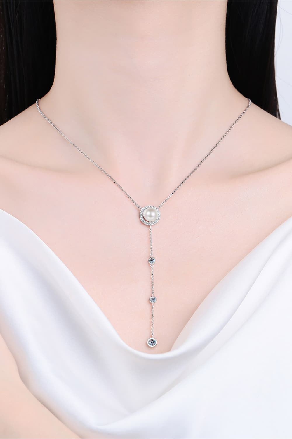 Moissanite Rhodium-Plated Necklace - Trendsi