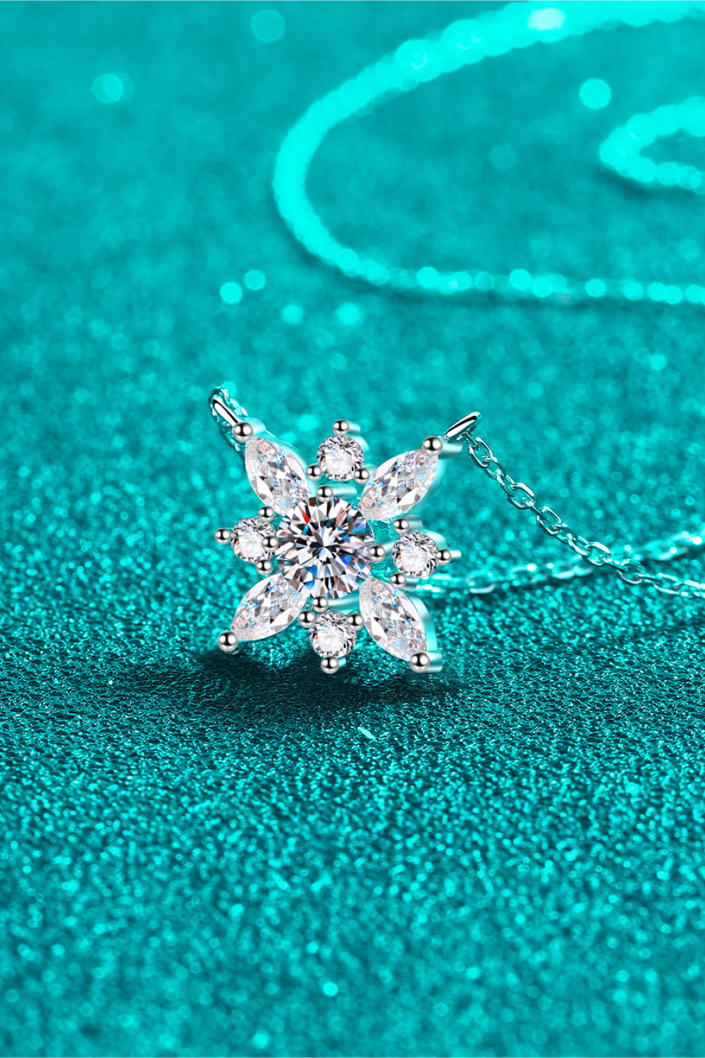 Moissanite Rhodium-Plated Necklace - Flyclothing LLC