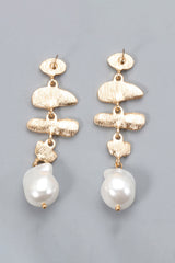 Abnormal Shpae Zinc Alloy Synthetic Pearl Dangle Earrings - Flyclothing LLC