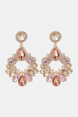 Zinc Alloy Frame Glass Stone Dangle Earrings - Flyclothing LLC