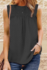 Smocked Tie Back Frill Trim Tank - Flyclothing LLC