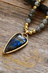 Natural Stone Pendant Beaded Necklace - Flyclothing LLC