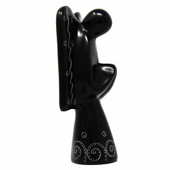 Soapstone Angel Sculpture - Black Finish with Etch Design - Flyclothing LLC