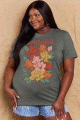 Simply Love Full Size GRATEFUL Flower Graphic Cotton T-Shirt - Flyclothing LLC