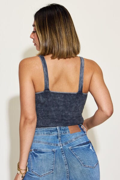 Zenana Ribbed Washed Square Neck Tank - Flyclothing LLC