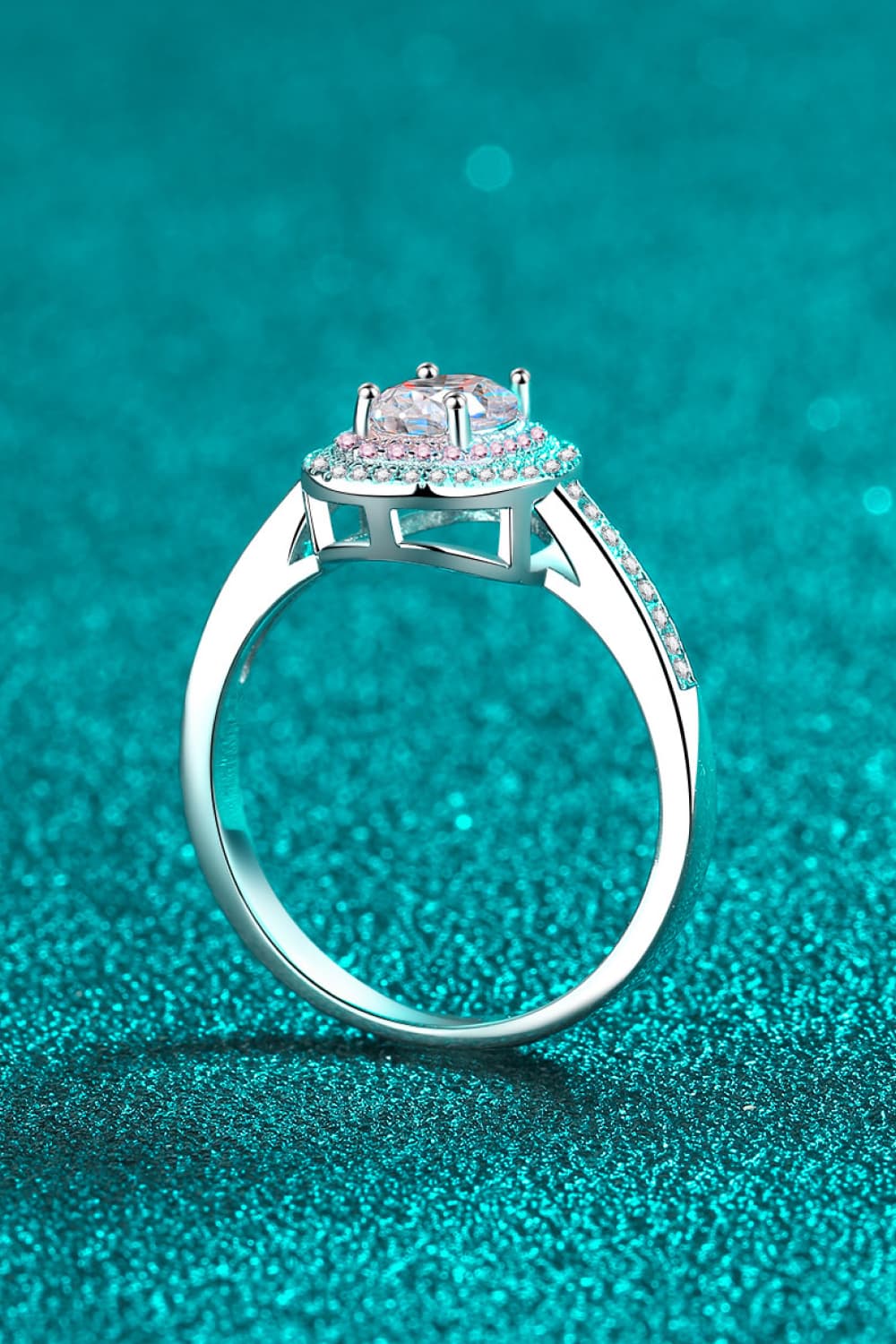 1 Carat Moissanite 925 Sterling Silver Halo Ring - Flyclothing LLC