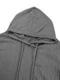 Textured Drawstring Long Sleeve Hooded Dress - Flyclothing LLC