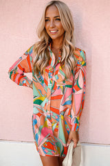 Multicolored Long Sleeve Shirt Dress - Flyclothing LLC