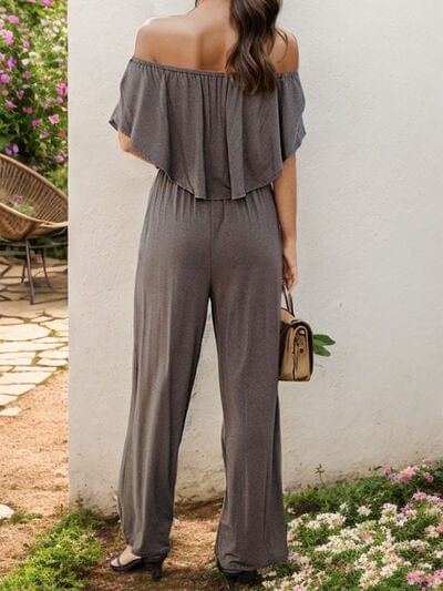 Off-Shoulder Wide Leg Jumpsuit - Flyclothing LLC