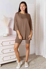 Basic Bae Full Size Soft Rayon Three-Quarter Sleeve Top and Shorts Set - Flyclothing LLC