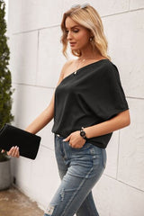 Single Shoulder Half Sleeve T-Shirt - Flyclothing LLC