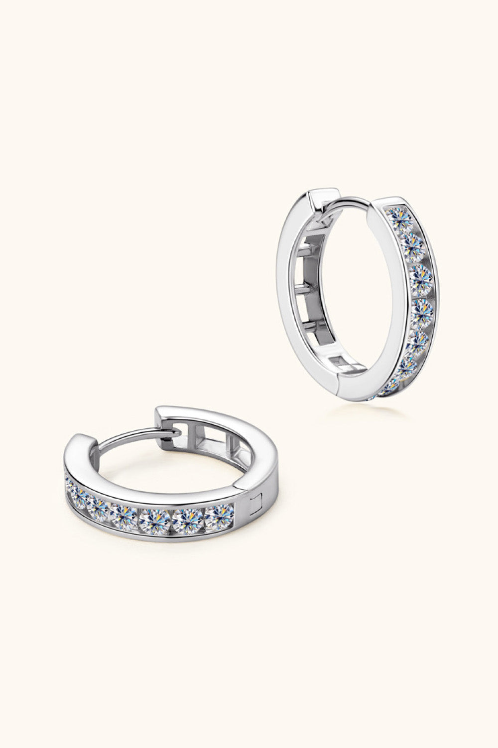 Moissanite 925 Sterling Silver Huggie Earrings - Flyclothing LLC