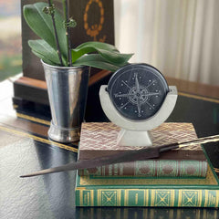 Compass Soapstone Sculpture, Dark Gray Stone - SMOLArt