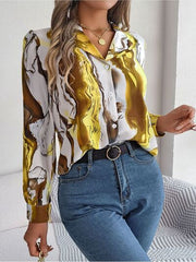 Printed Button Up Long Sleeve Shirt - Flyclothing LLC