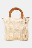 Fame Crochet Knit Convertible Tote Bag with Tassel - Flyclothing LLC