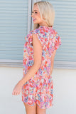 Floral Tie Neck Cap Sleeve Dress - Flyclothing LLC