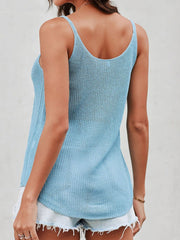 Waffle-knit Round Neck Cami - Flyclothing LLC