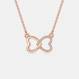 Moissanite 925 Sterling Silver Heart Bow Necklace - Flyclothing LLC