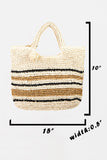 Fame Striped Straw Braided Tote Bag - Flyclothing LLC