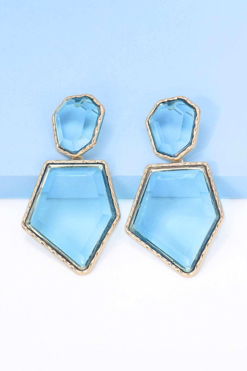 Geometrical Shape Zinc Alloy Frame Resin Dangle Earrings - Flyclothing LLC