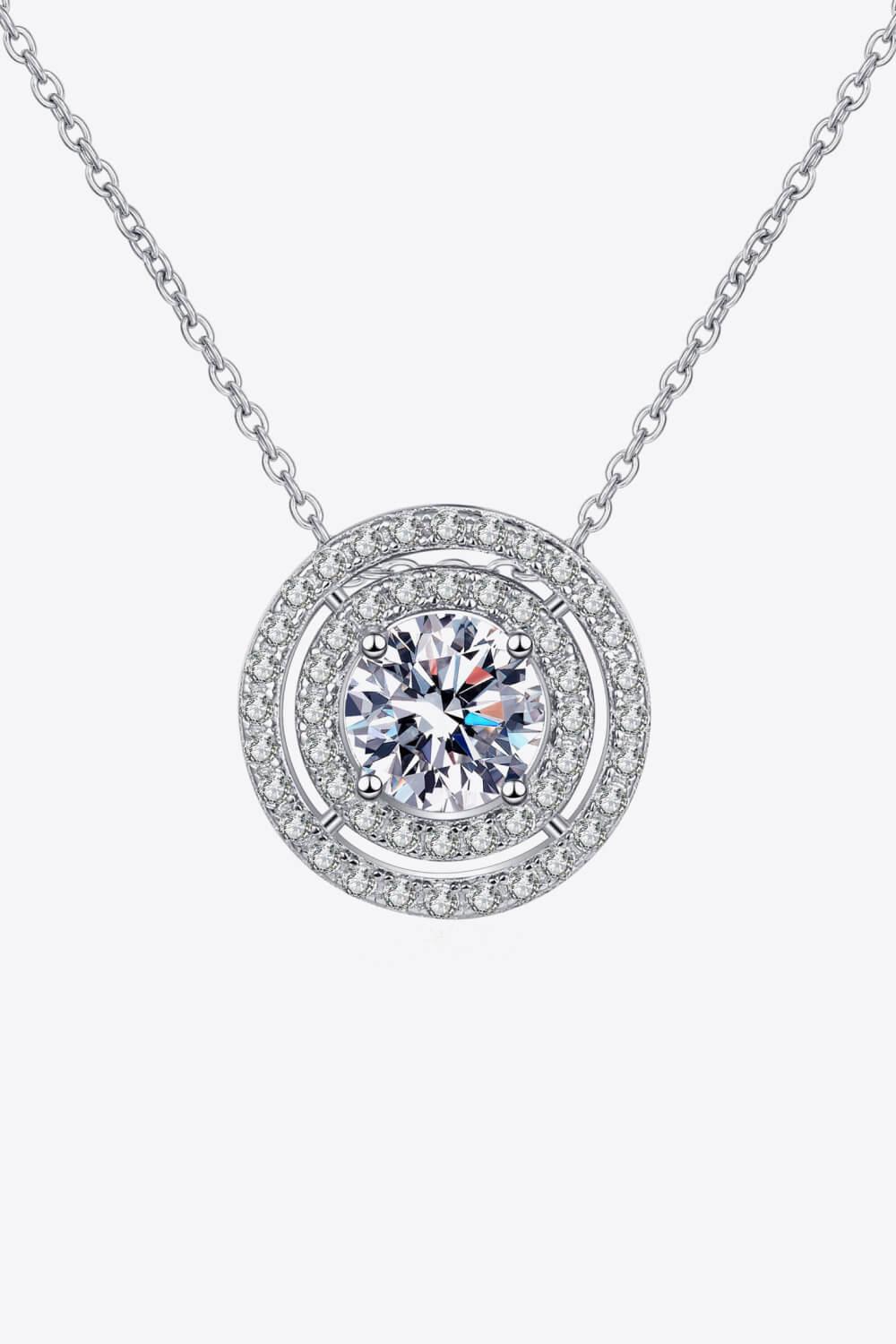 Moissanite Round Pendant Rhodium-Plated Necklace - Flyclothing LLC