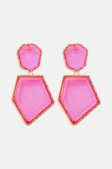 Geometrical Shape Zinc Alloy Frame Resin Dangle Earrings - Flyclothing LLC