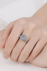 Moissanite Flower-Shape Split Shank Ring - Trendsi