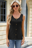 Decorative Button Round Neck Tank - Flyclothing LLC