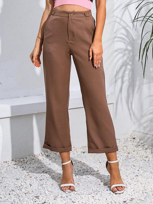 Cropped Straight Leg Pants - Flyclothing LLC