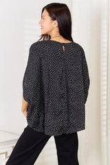 Double Take Printed Dolman Sleeve Round Neck Blouse - Flyclothing LLC