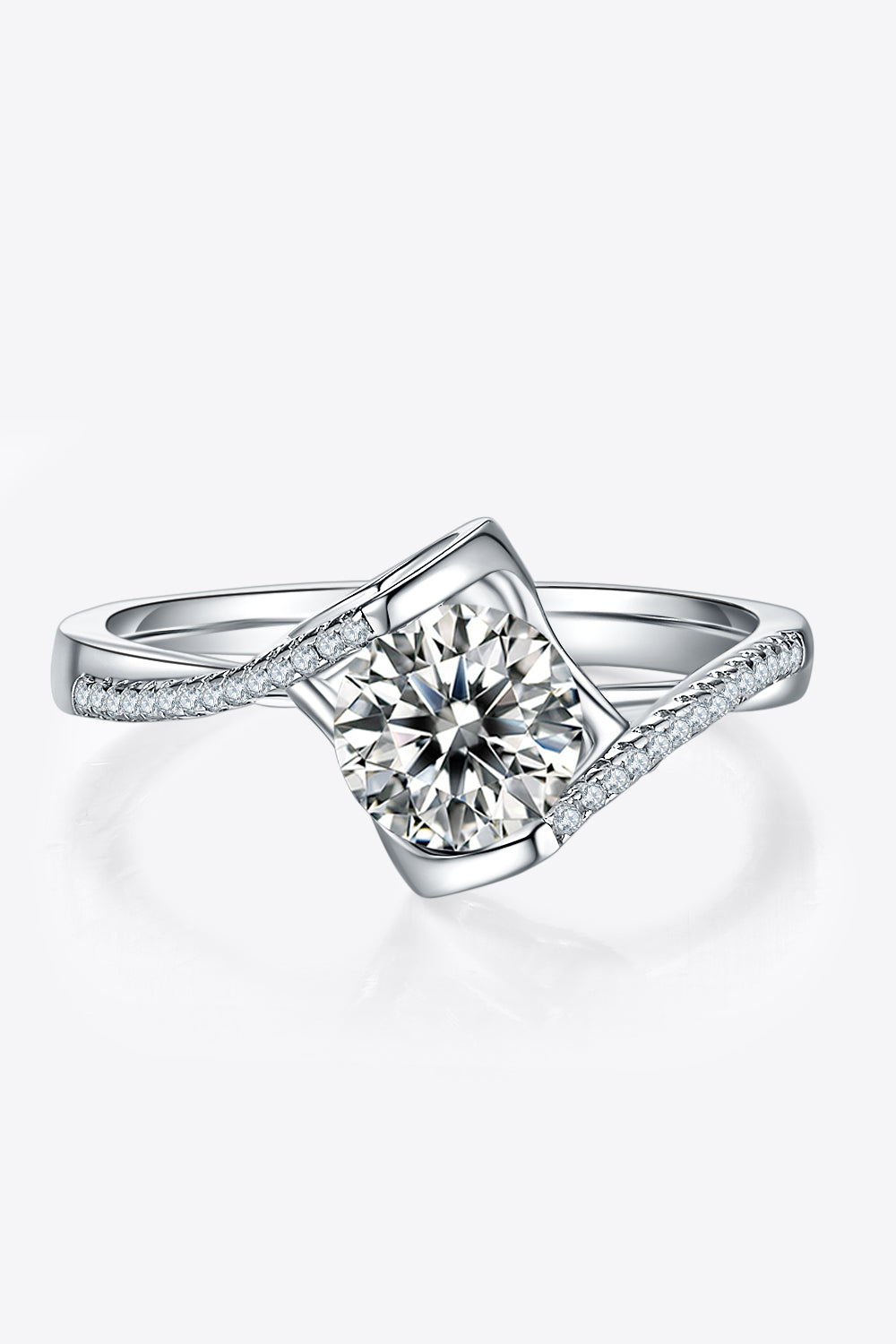 1 Carat Moissanite 925 Sterling Silver Twisted Ring - Flyclothing LLC