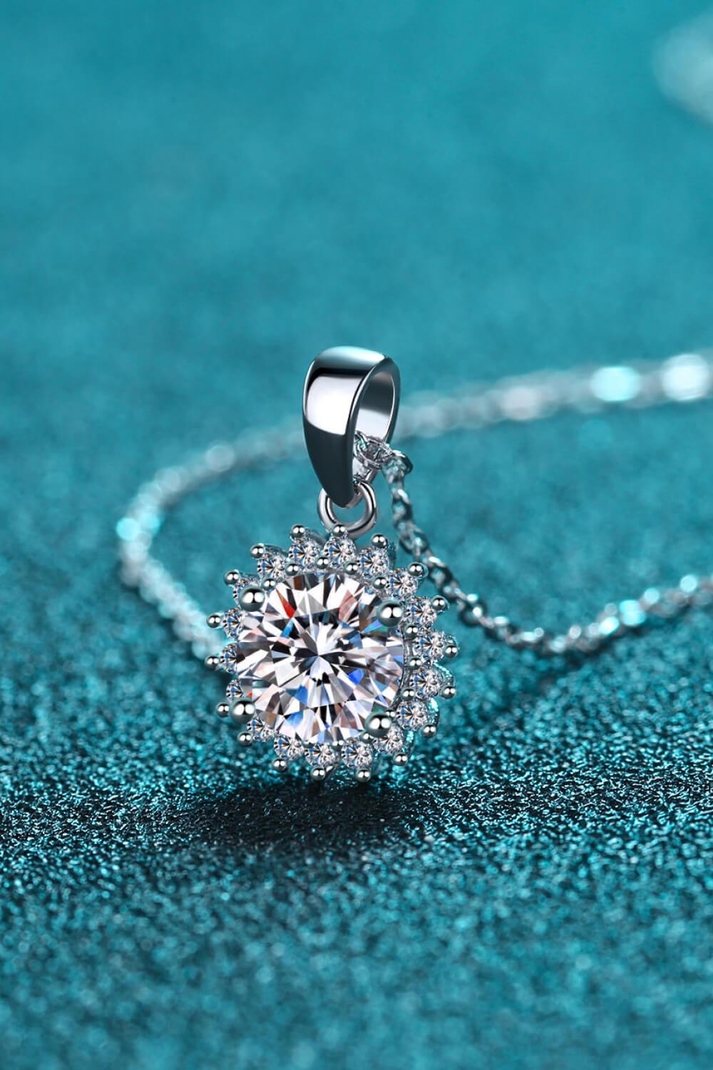 925 Sterling Silver Moissanite Pendant Necklace - Flyclothing LLC