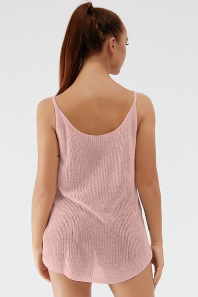 Scoop Neck Spaghetti Strap Knit Cami - Flyclothing LLC