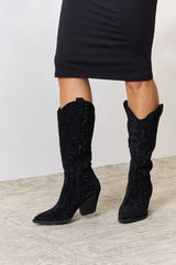 Forever Link Rhinestone Knee High Cowboy Boots - Flyclothing LLC