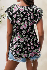 Printed Round Neck Short Sleeve T-Shirt - Flyclothing LLC