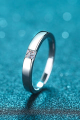 Inlaid Moissanite Rhodium-Plated Ring - Flyclothing LLC