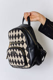 David Jones Argyle Pattern PU Leather Backpack - Flyclothing LLC