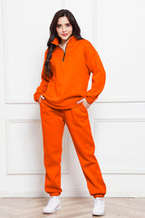 Half Zip Long Sleeve Sweatshirt and Pants Set - Flyclothing LLC